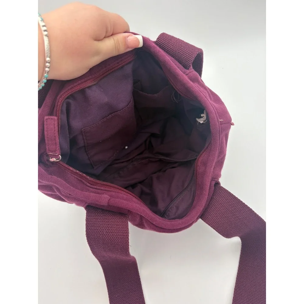 American Eagle Vintage Burgundy Sweatshirt Tote Bag Ruched Logo Strap Maroon
